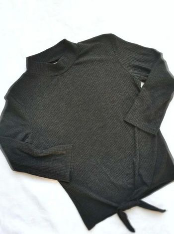 Pull  top  col montant  noué gris  anthracite  Bershka M  38