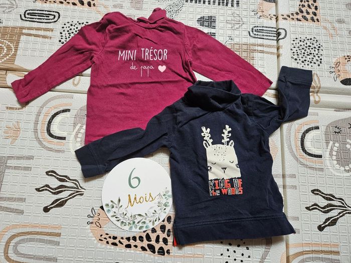 Lot de 2 t-shirts manches longues cols roulés