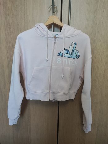 Sweat zippé à capuche Stitch rose S
