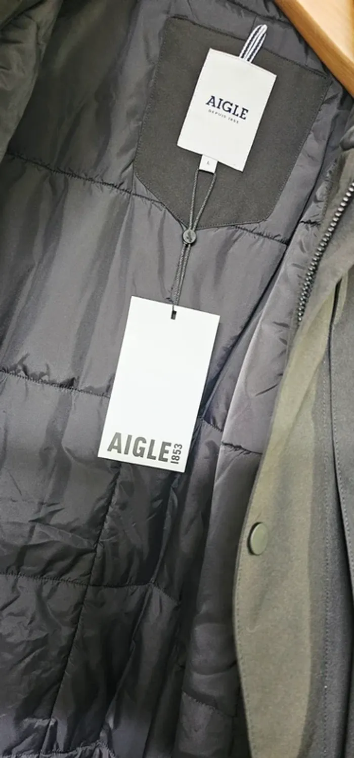 Manteau Doudoune Gabardine Parka Déperlant Aigle Taille L - photo numéro 5