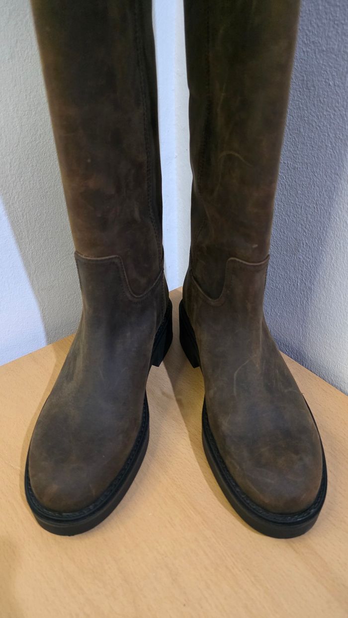 Brand New Massimo Dutti Size 36 Brown Leather Tall Boots - photo numéro 8