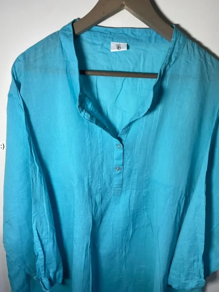 Blouse turquoise femme en coton taille 54 ou 56 / BB - photo numéro 4