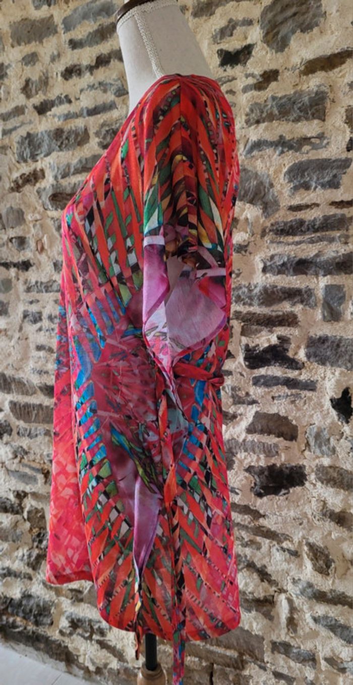 Tunique de plage style poncho sans manches rose fushia H&M Taille 34/36 - photo numéro 3