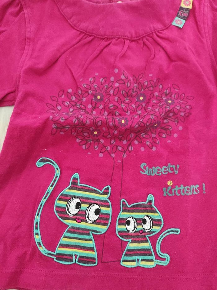 Tee-shirt chat fille 12 mois - photo numéro 2