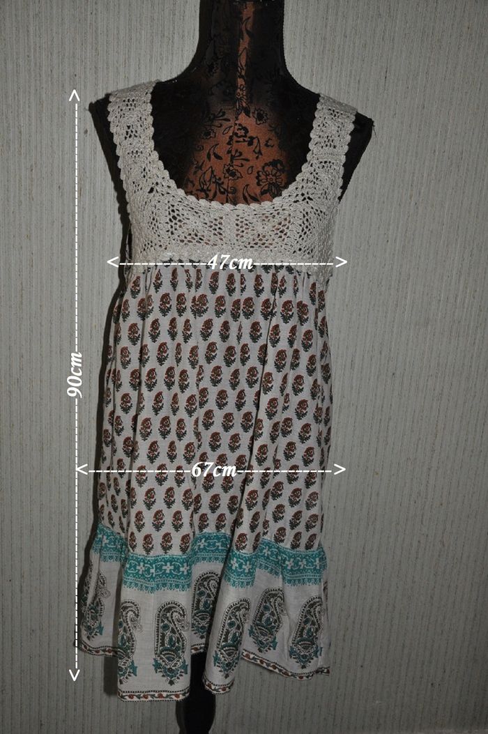 Tunique ethnique mousseline et macramé - Mim - T.42 - Neuve - photo numéro 7