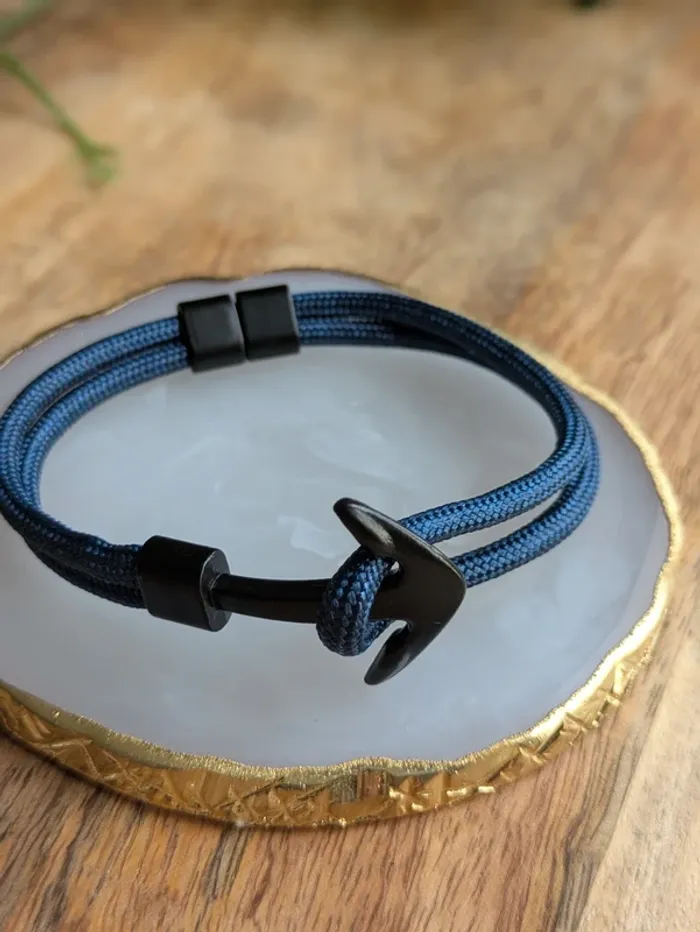 Bracelet en cordon esprit marin bleu - photo numéro 3