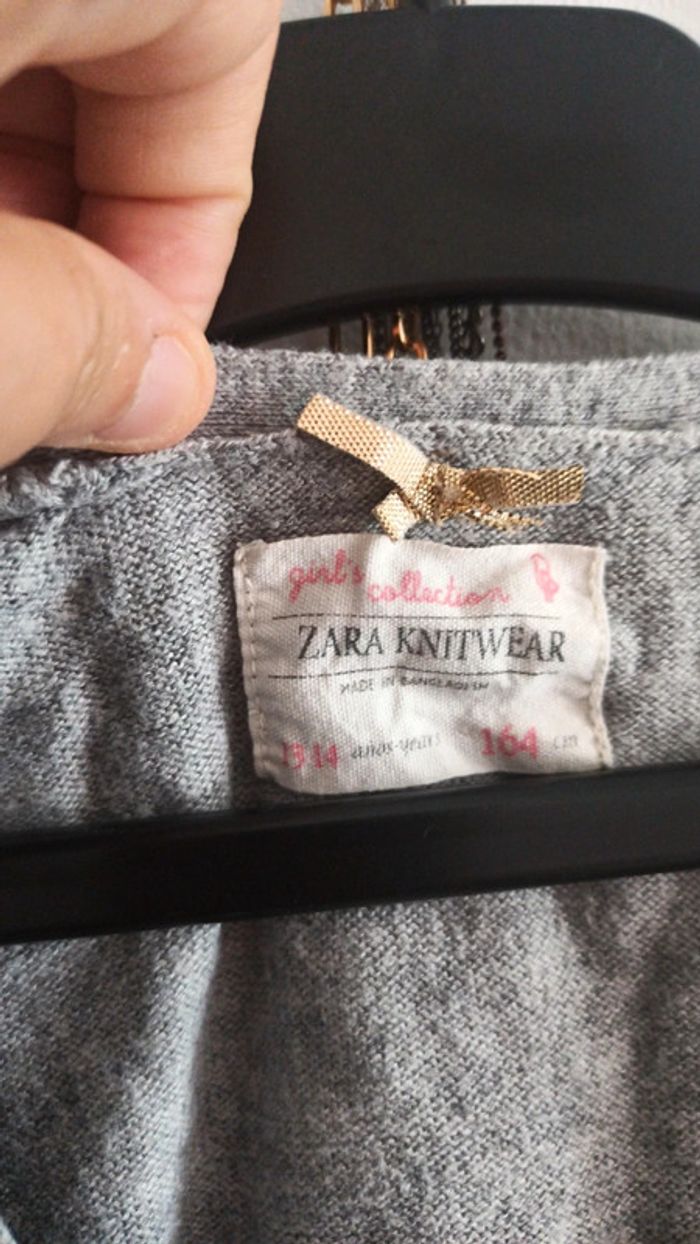 Gilet gris fille taille 13 14 ans marque Zara - photo numéro 3