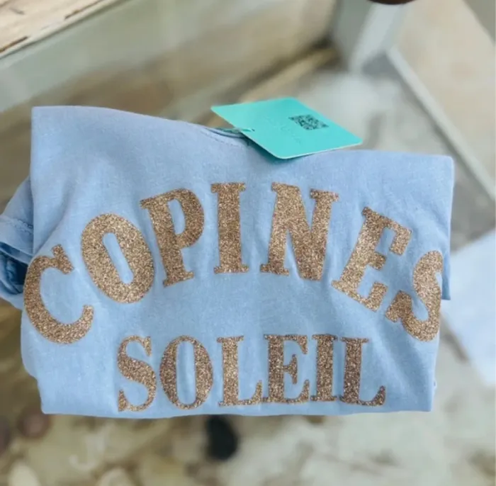 Tee-shirt tendance bleu ciel et doré – Copines Soleil Mojito - photo numéro 8
