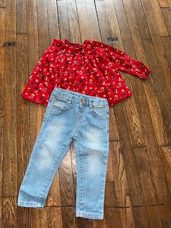 Blouse Bout’chou et jean Zara  18 mois