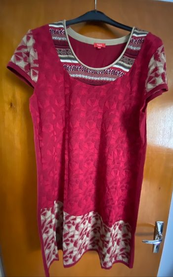 Robe tunique bordeaux beige