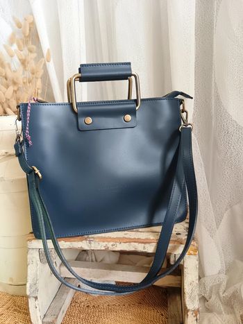 Maison Héritage | Sac cuir lisse bleu marine