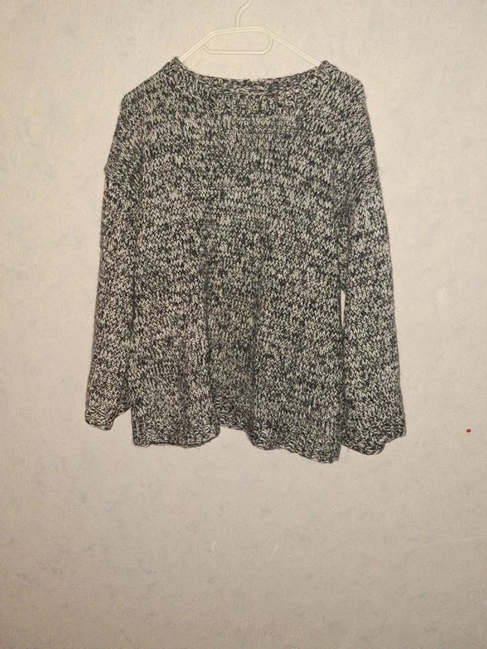 Pull gris chiné fait main 38