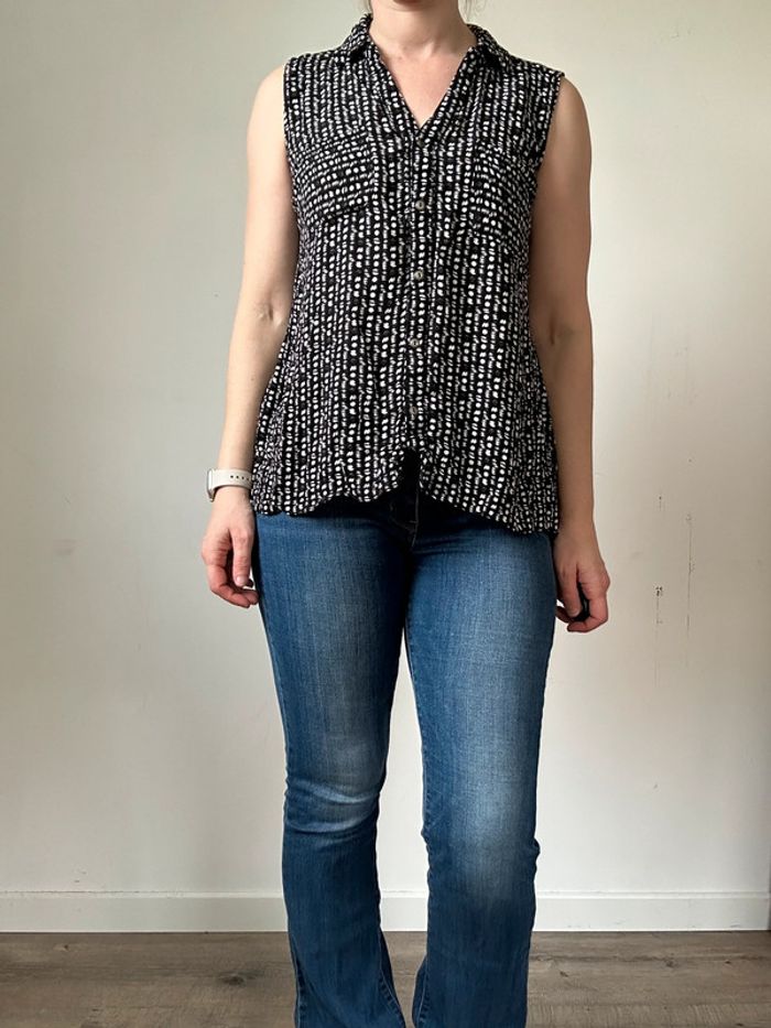 Chemise sans manches noire et blanche – Taille 36/38 – Très bon état - photo numéro 5