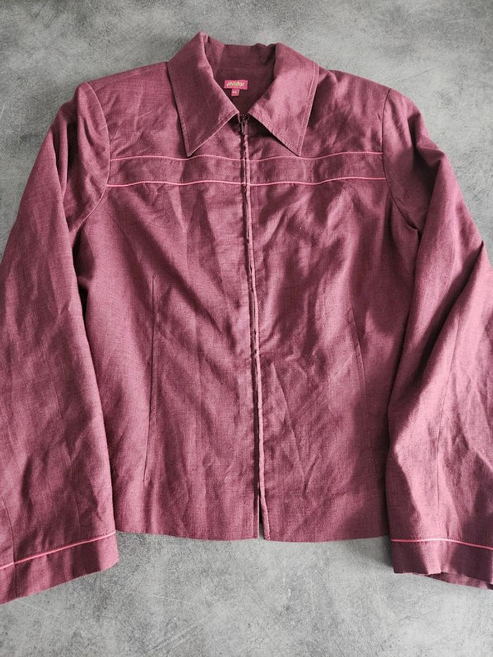 Veste blazer zippée femme - Taille 46 / XXXL - Phildar - Bordeaux - photo numéro 6