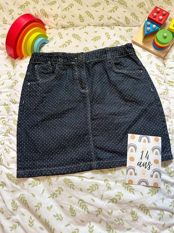 jupe en jean bleu a pois blanc 14 ans vertbaudet