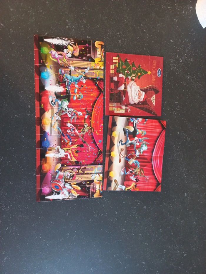 Puzzle de Noël 56 pièces et puzzle looney tunes 48 pieces