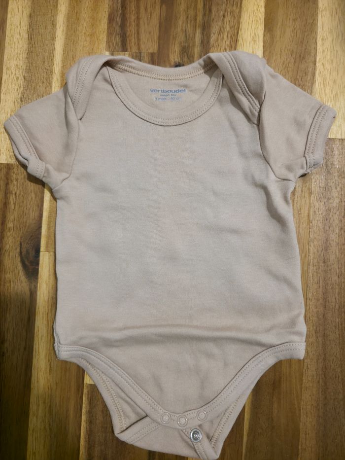 Bodies manches courtes 3 mois beige