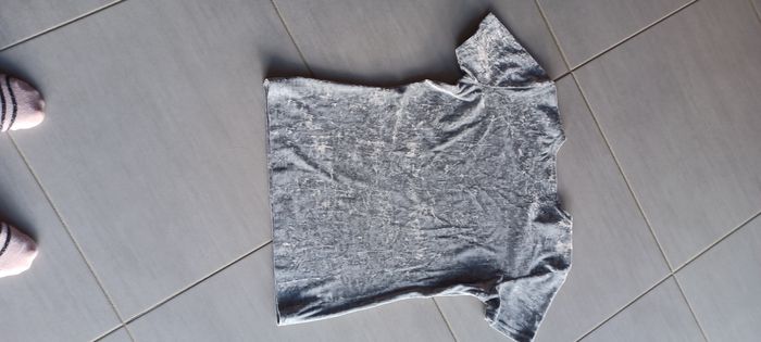 T shirt aspect velours gris clair - photo numéro 4