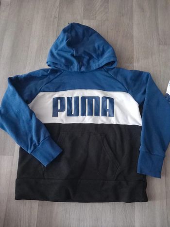 Sweat à capuche Puma bleu/blanc/noir – 9/10 ans – Bon état
