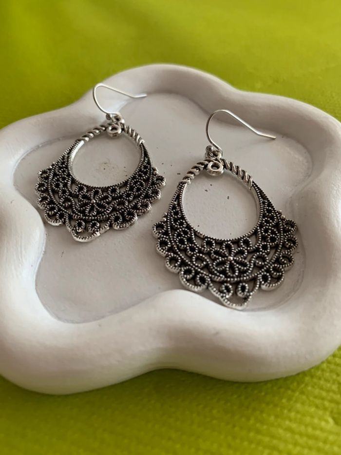 Boucles d’oreilles bohémiennes en alliage de zinc argenté - photo numéro 5