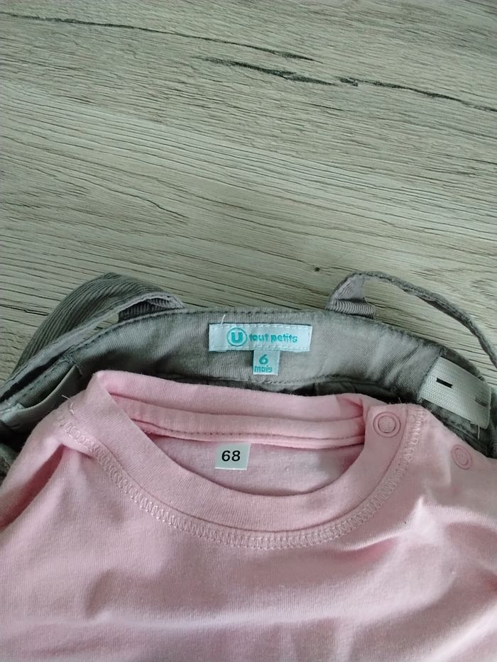 Robe salopette velours et son Tee-shirt manches courtes 6 mois fille - photo numéro 5