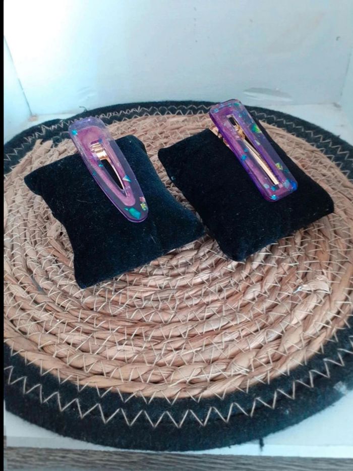 Barrette cheveux violet pailleté n°4