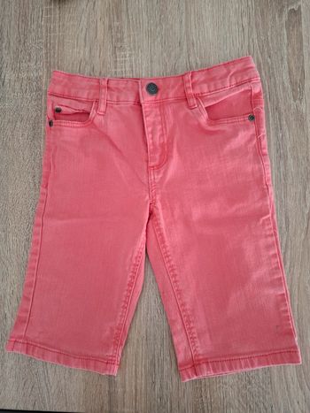 Bermuda en jean corail rose 7 ans Vertbaudet