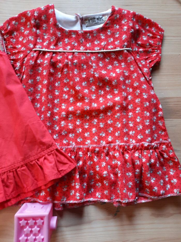 Lot 2 robes rouge fille 6 mois ou 68 cm - photo numéro 2