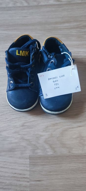 Bottines à lacets bleu cuir 22