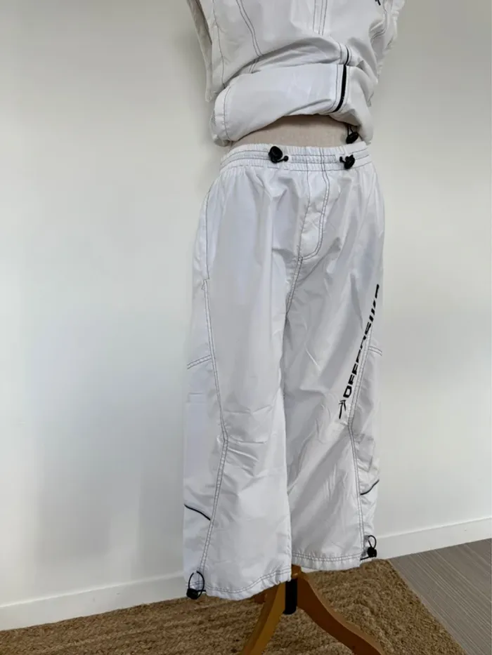 Ensemble jogging survêtement blanc homme man hombre pantalon bermuda poches veste sans - photo numéro 7