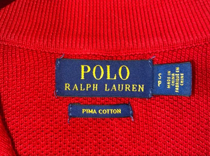 Pull demi-zip Ralph Lauren rouge - Taille S - Pima Coton - Très bon état - photo numéro 9