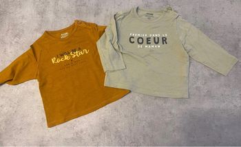 lot de 2 T-shirt manches longues 6 mois kiabi