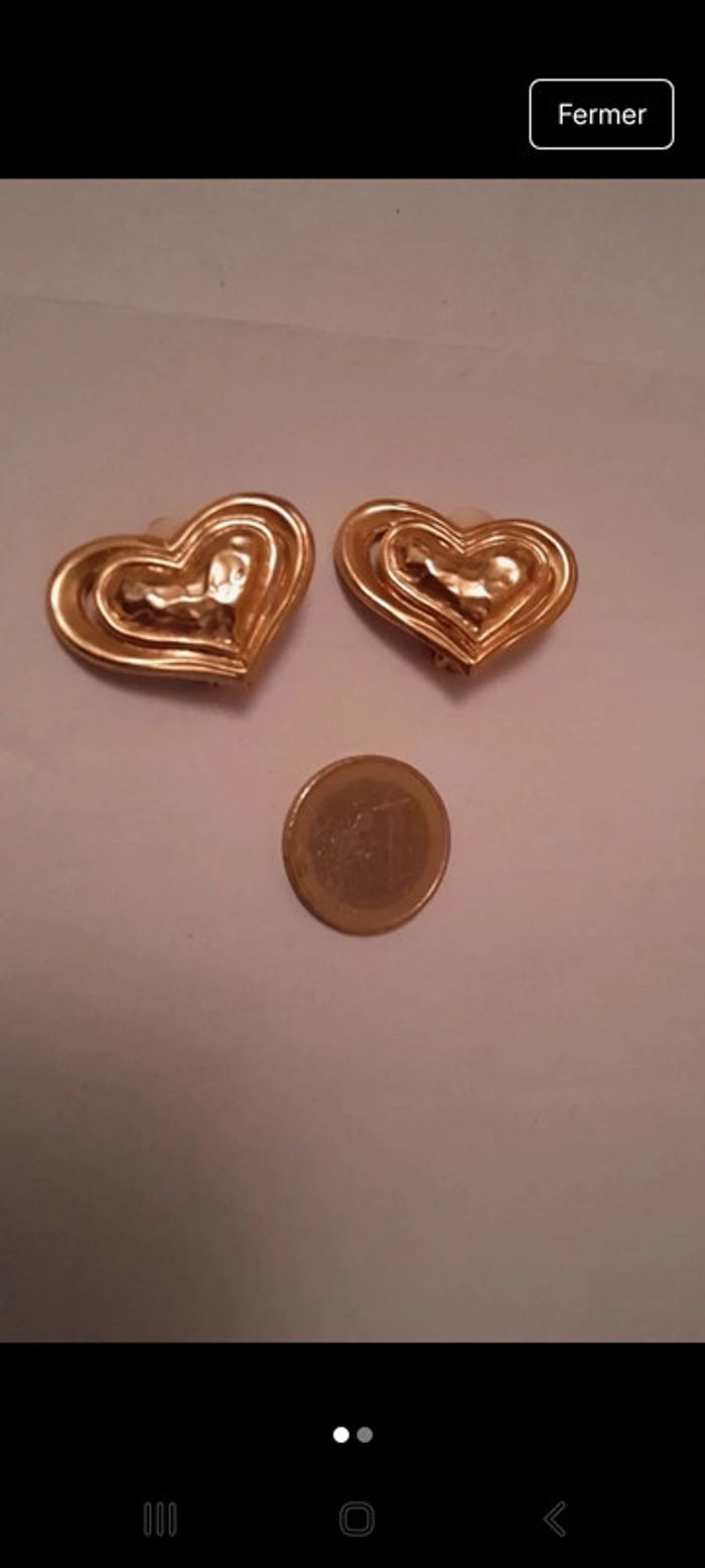 Sublimes b o clips cœurs dorés vintage authentique
