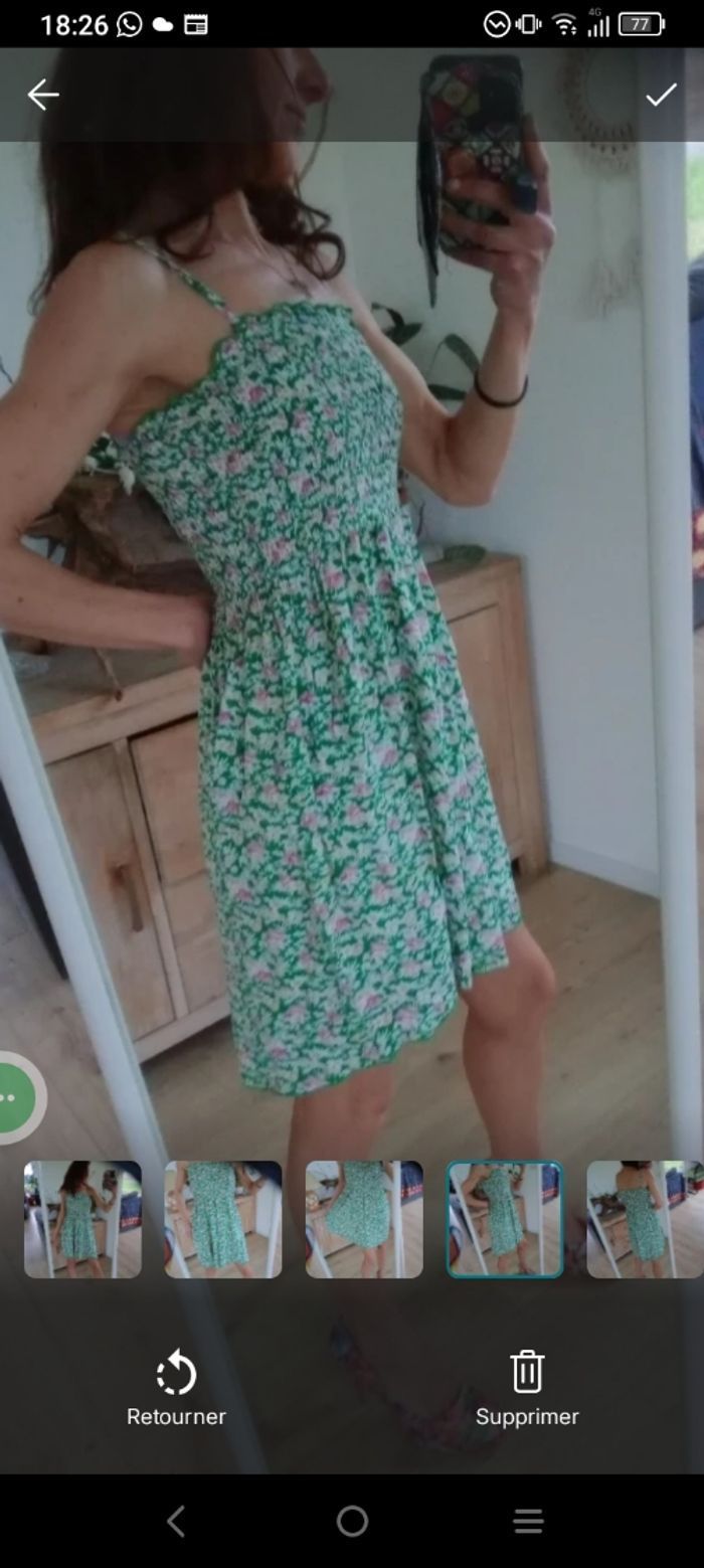 Robe fleurie s vert et rose c76 - photo numéro 4