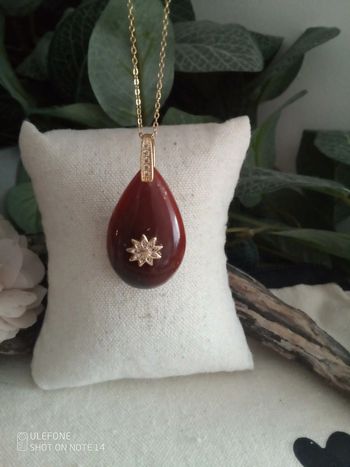 Collier cornaline pierre naturelle avec étoile zirconée