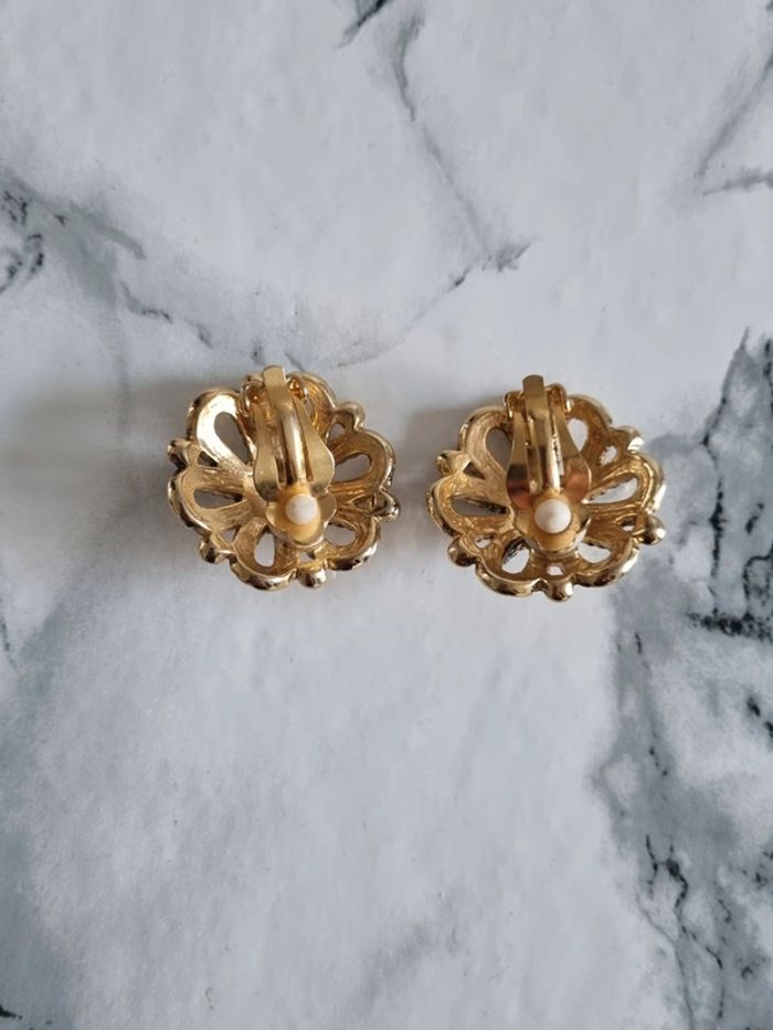 Paire de boucle d'oreille doré a clips vintage - photo numéro 9