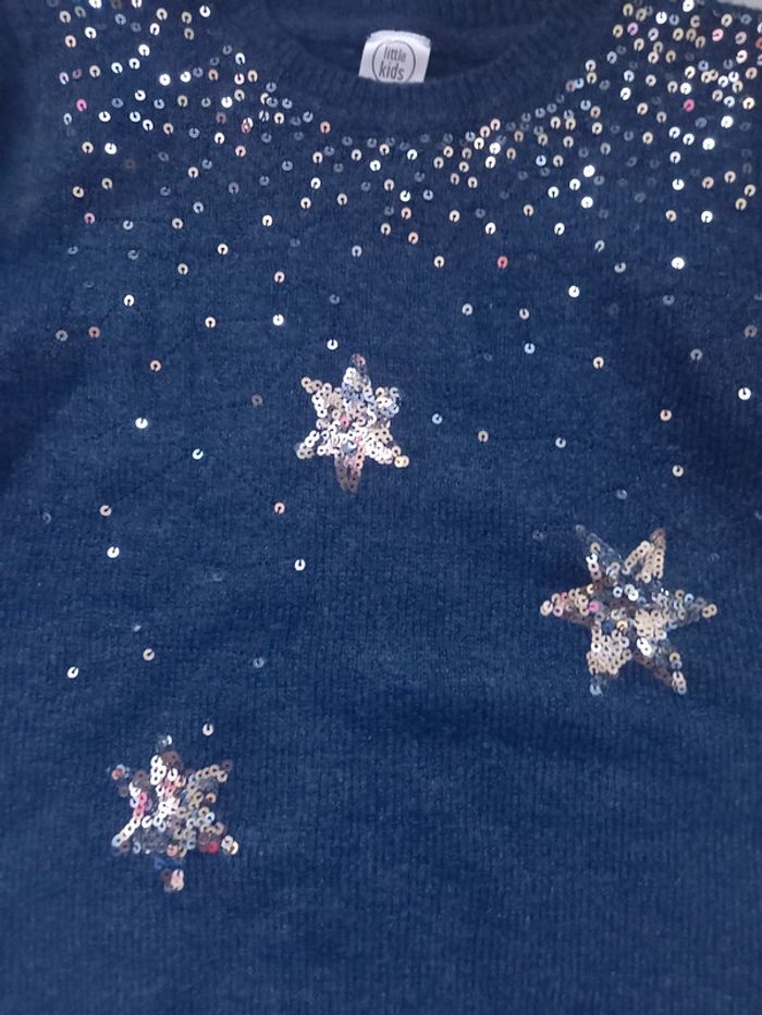 Pull laine bleu a sequin - photo numéro 3