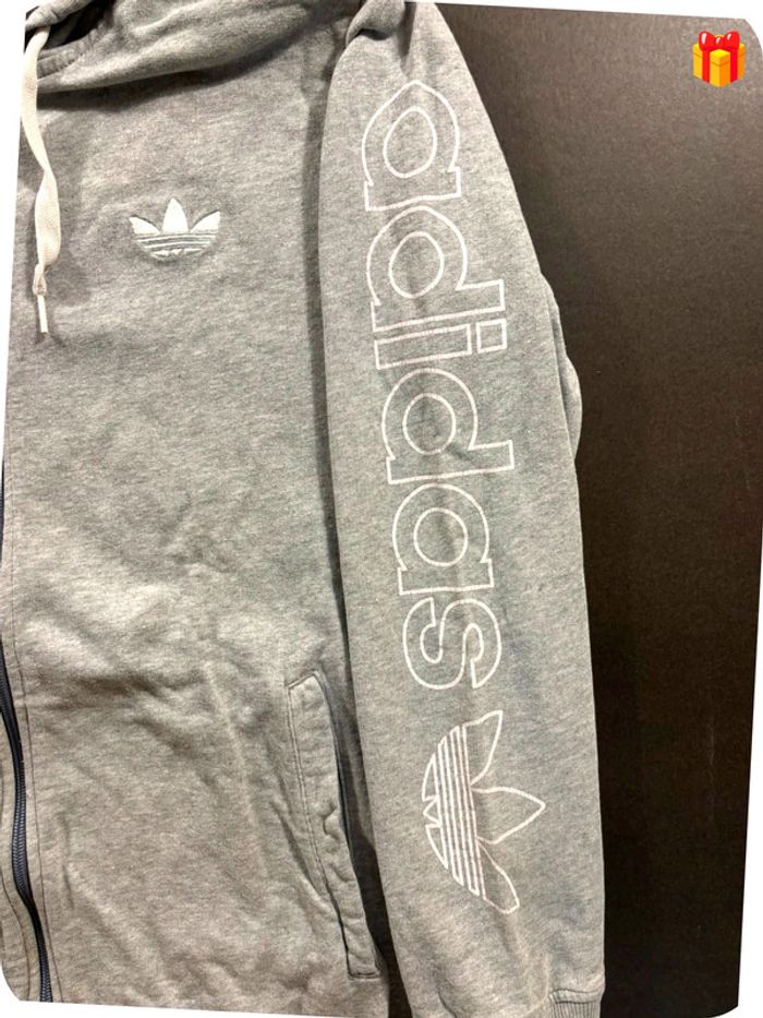 Veste Zip à capuche Adidas Gris taille M - photo numéro 4