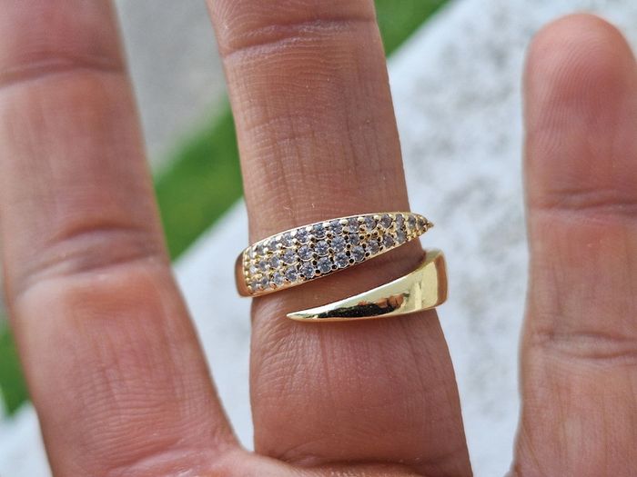 Bague ouverte avec strass design Griffe en Acier Inoxydable Bague de fiançailles pour femmes, Cadeau - photo numéro 5