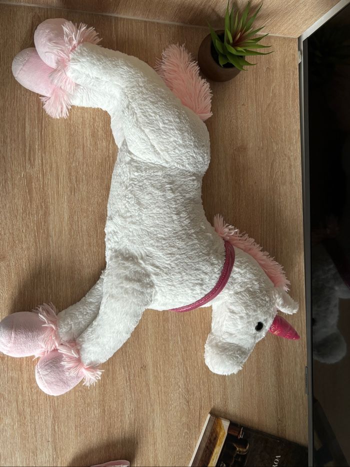 Grande peluche licorne blanche rose - photo numéro 2