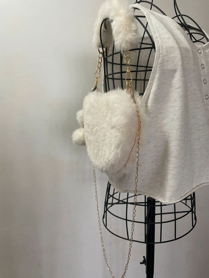 Sac à main élégant en fourrure synthétique avec poignée supérieure et bandoulière - photo numéro 11