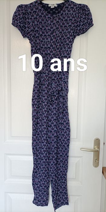 Combinaison pantalon bleu et rose 10 ans La Halle 