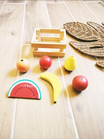 🍐Jeu d'imitation - Dinette en bois petite cagette de fruits 