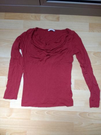 T-shirt rouge camaïeu taille S décolleté