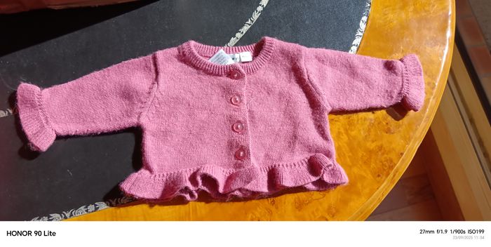 Gilet hiver bb fille vieux rose