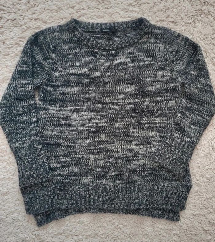 Pull d'hiver Mango en laine et angora chiné gris et noir Taille 36 à 42 - photo numéro 3