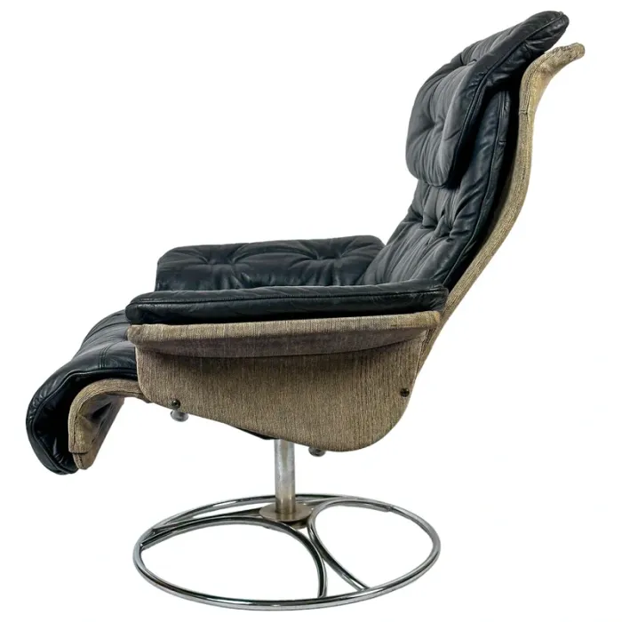 Fauteuil vintage Söderbergs cuir & chrome Suède 70s - photo numéro 2