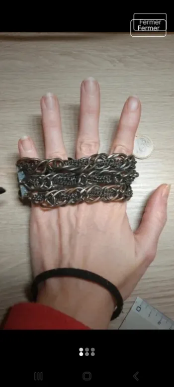Magnifique bracelet élastique chaînes perles vintage