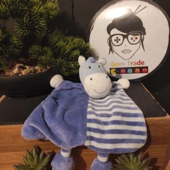 Doudou Knuffel Doudou Babysun Ane Cheval Zèbre Bleu Violet Rayé Rayure #geektradedoudou