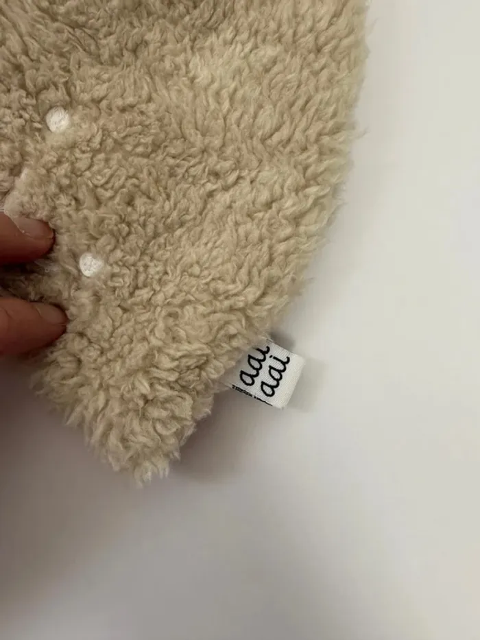 Bonnet bébé Aai Aai beige peluche 0-3 mois neuf - photo numéro 3